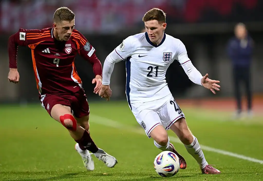 Elliot Anderson in action for England